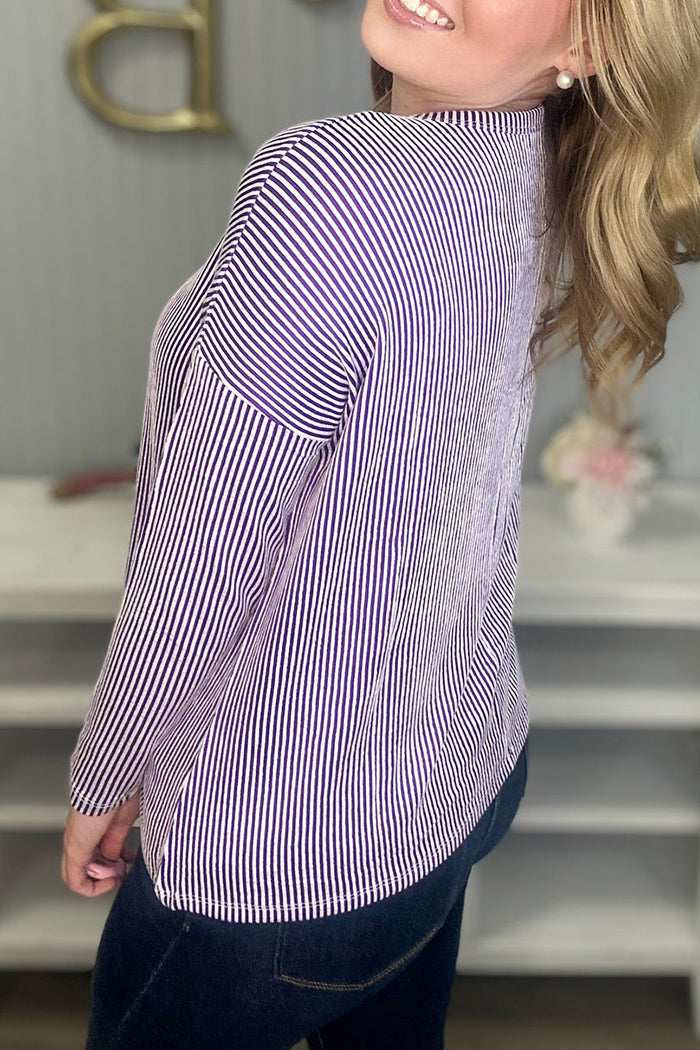 Striped Oversized Long Sleeve Top