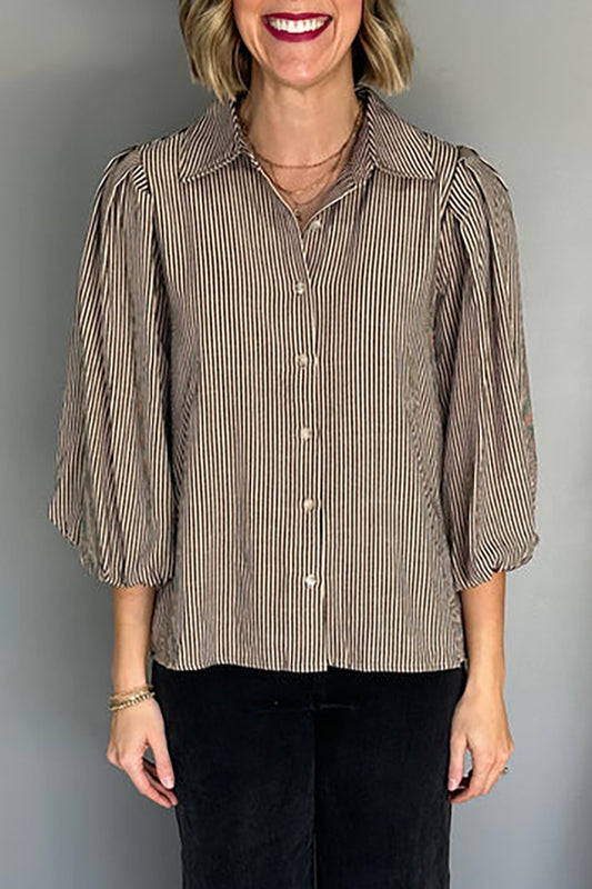 Casual Striped Button Top