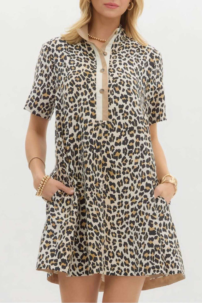 Leopard Print Pocket Dress