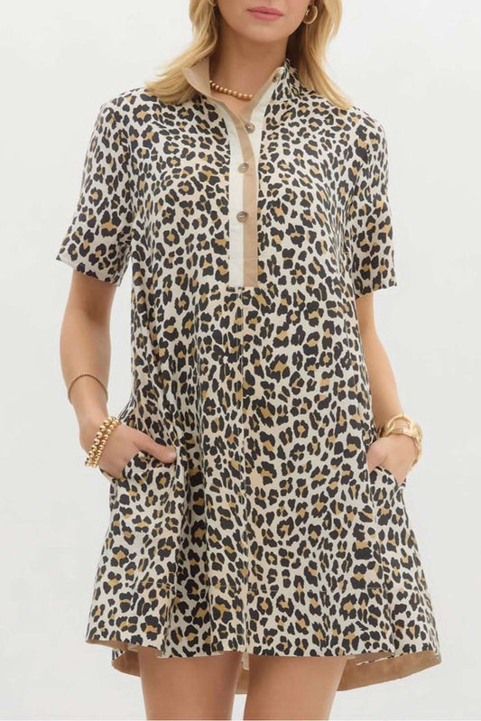 Leopard Print Pocket Dress