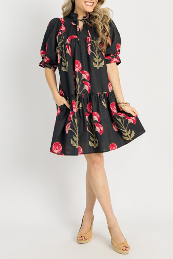 Puff Sleeve Floral Dress