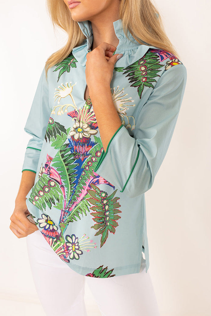 Ruffle Collar Floral Top