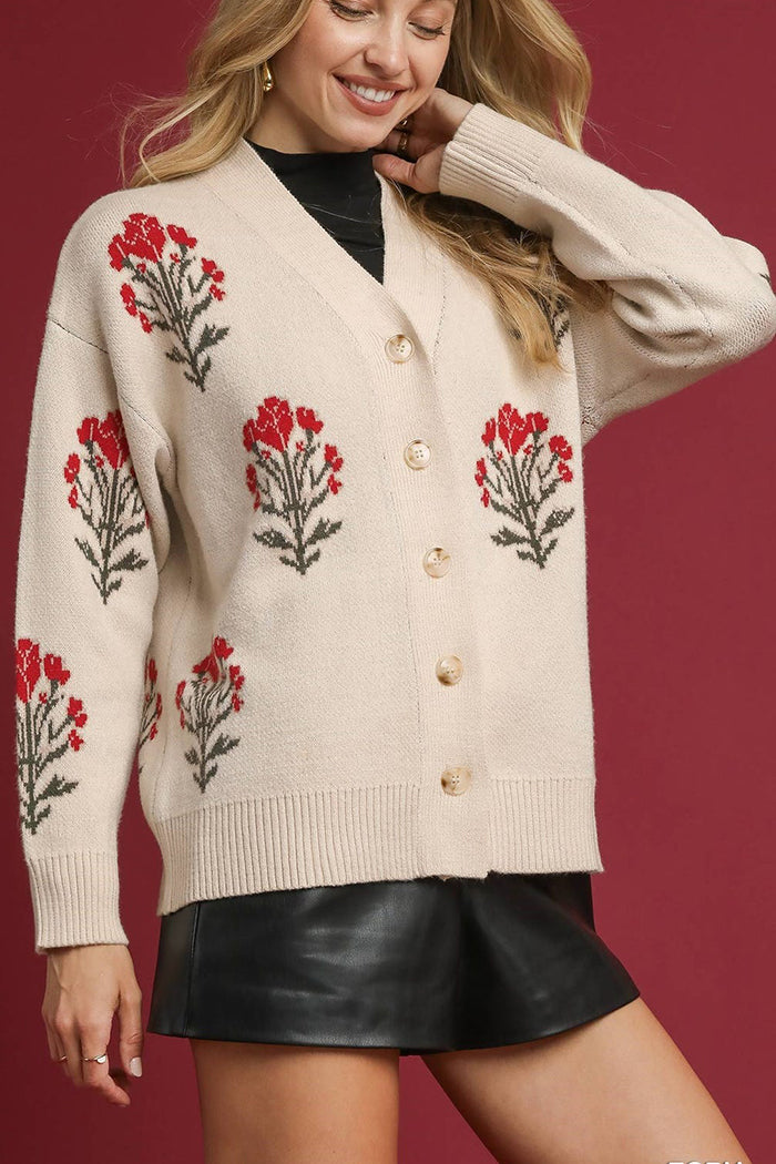 Casual Flower Stem Cardigan