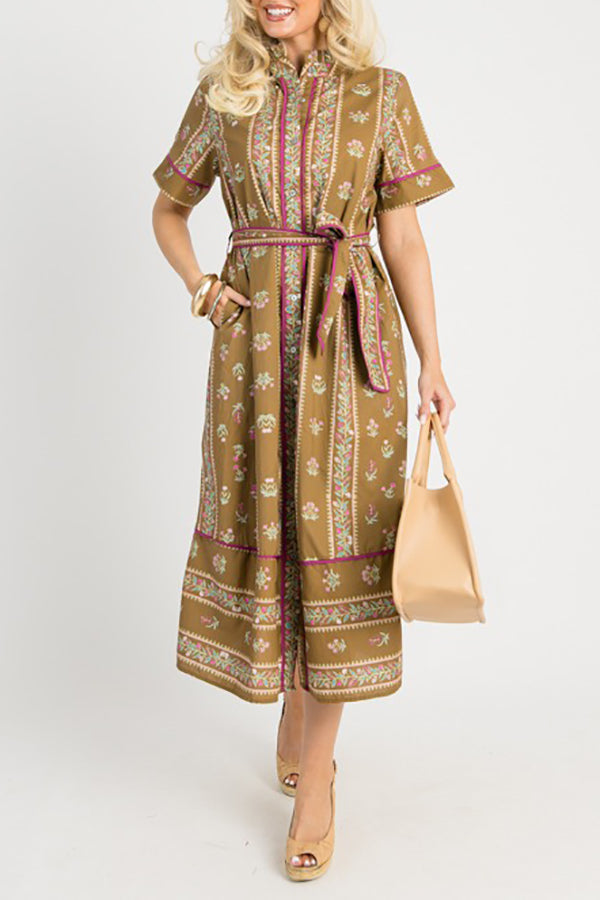 Casual Belt Floral Dress