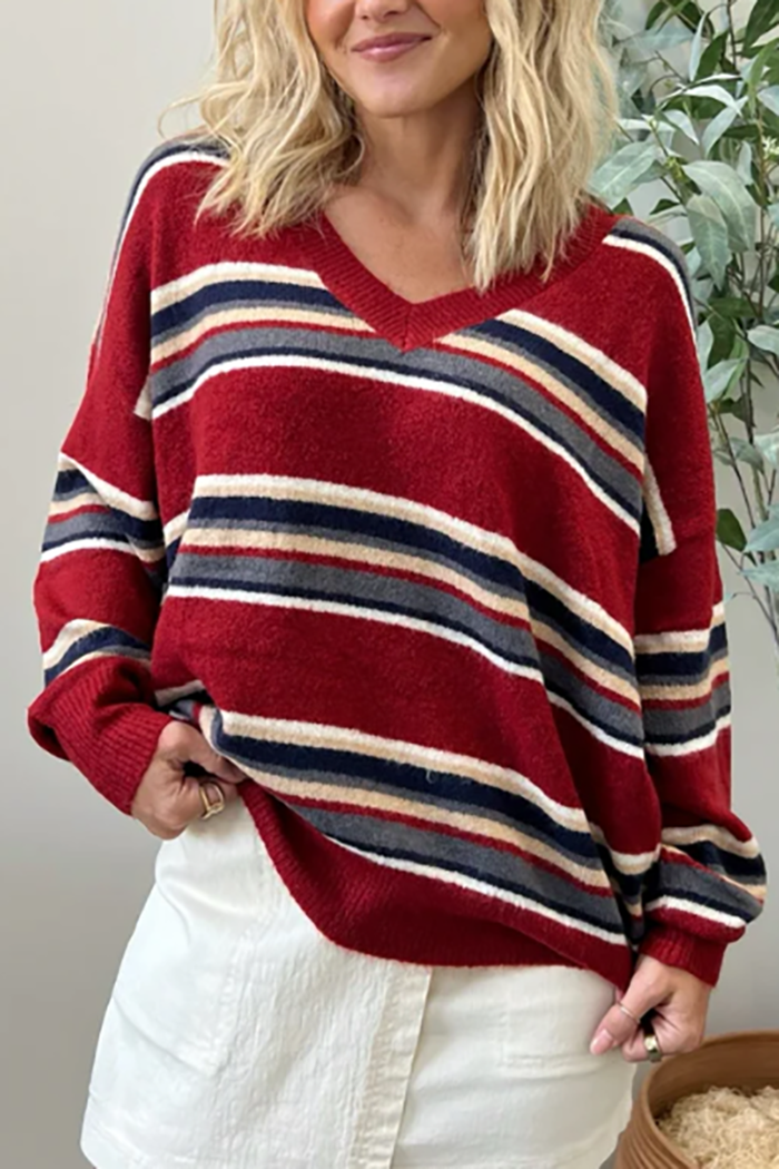 Casual Painted Lines Sweater