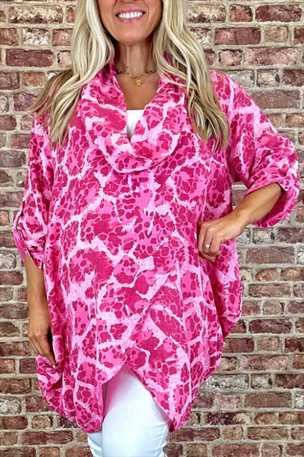 Casual Cowl Neck Irregular Top