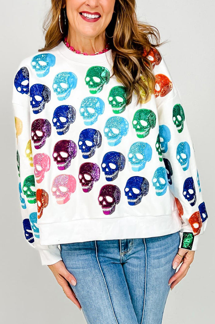 Casual Rainbow Skulls Sweatshirt
