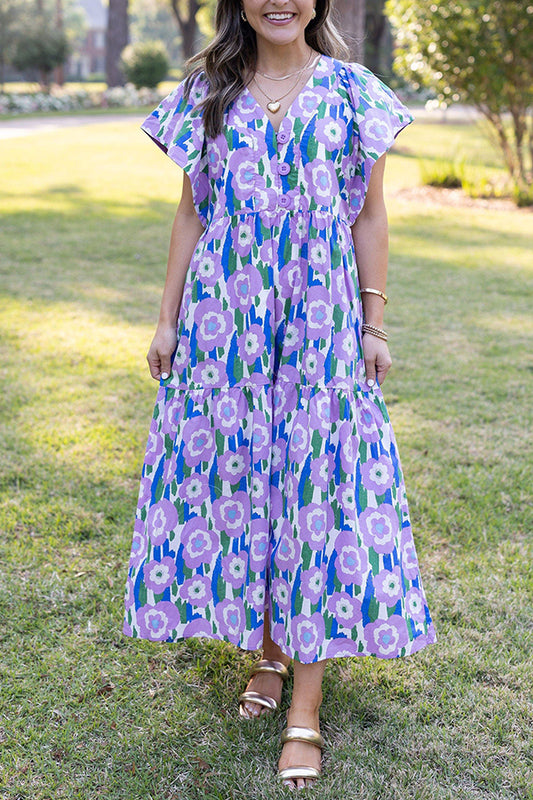 Casual Button Flower Dress