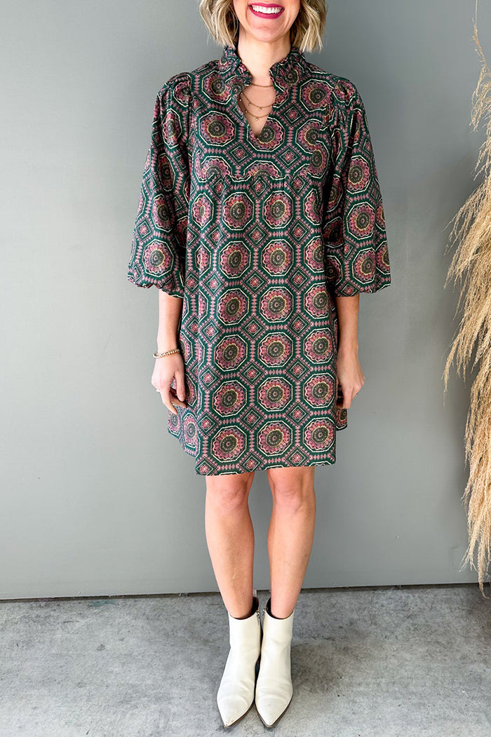 Casual V-Neck Print Dress