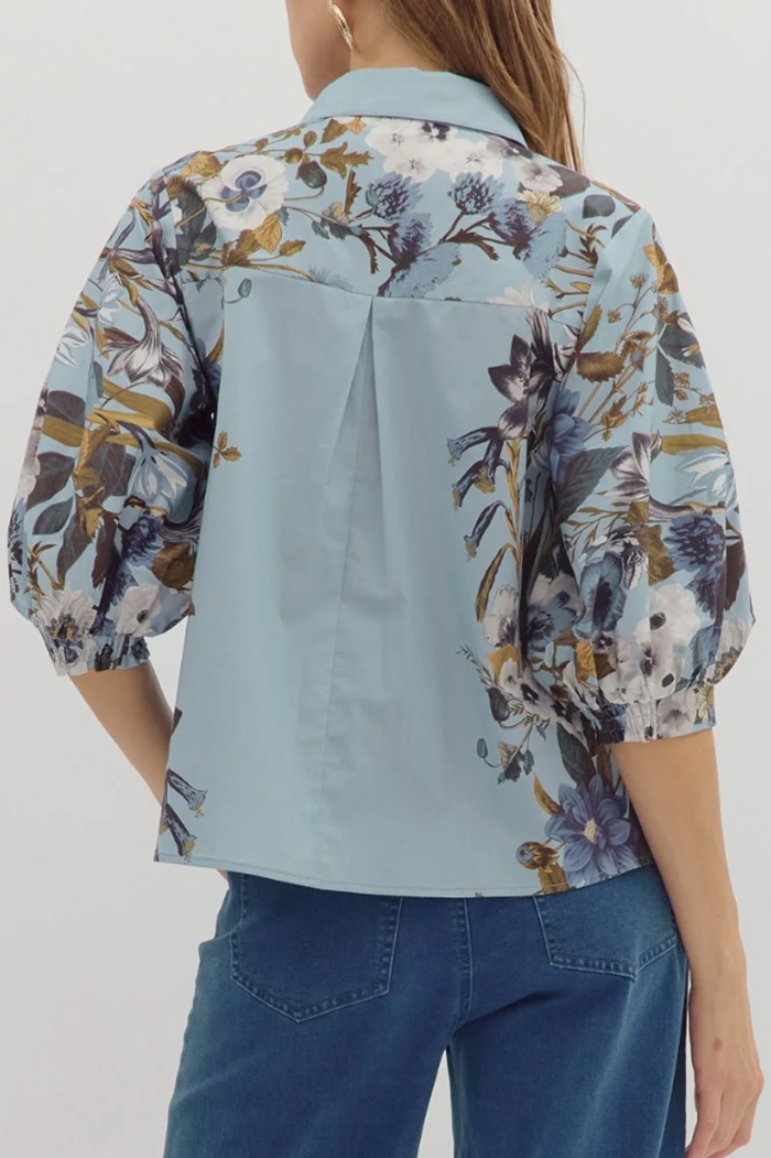 Casual Pocket Floral Top