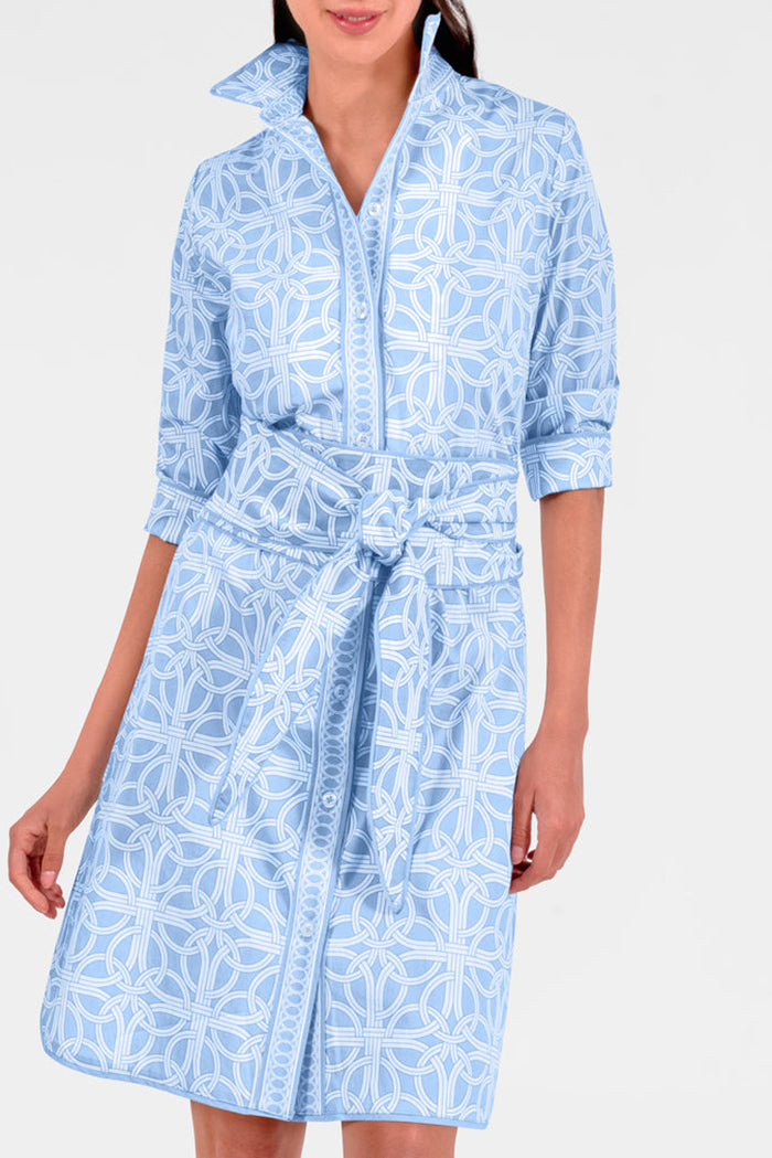 Belted Pastel Printed Shirt Dress