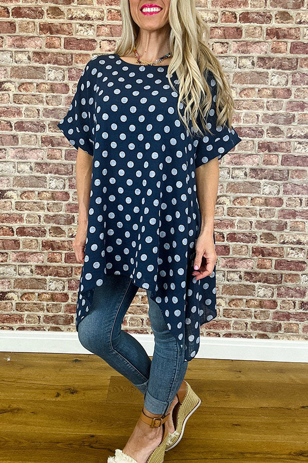 Polka Dot Asymmetrical Top