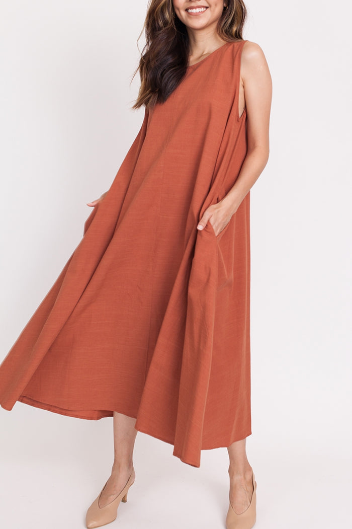Sleeveless A Line Pocket Dress