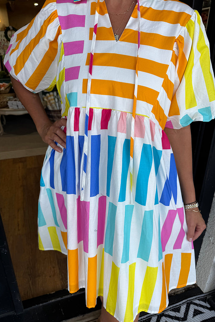 Multi Color Striped Shirt Dress