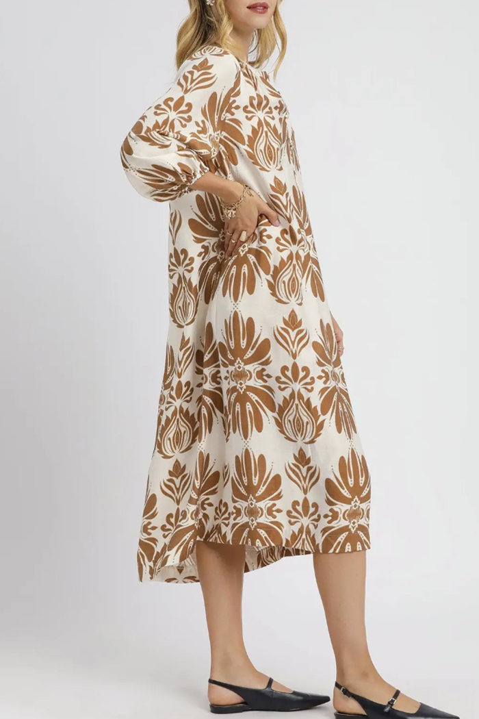 Mix Abstract Floral Print Dress