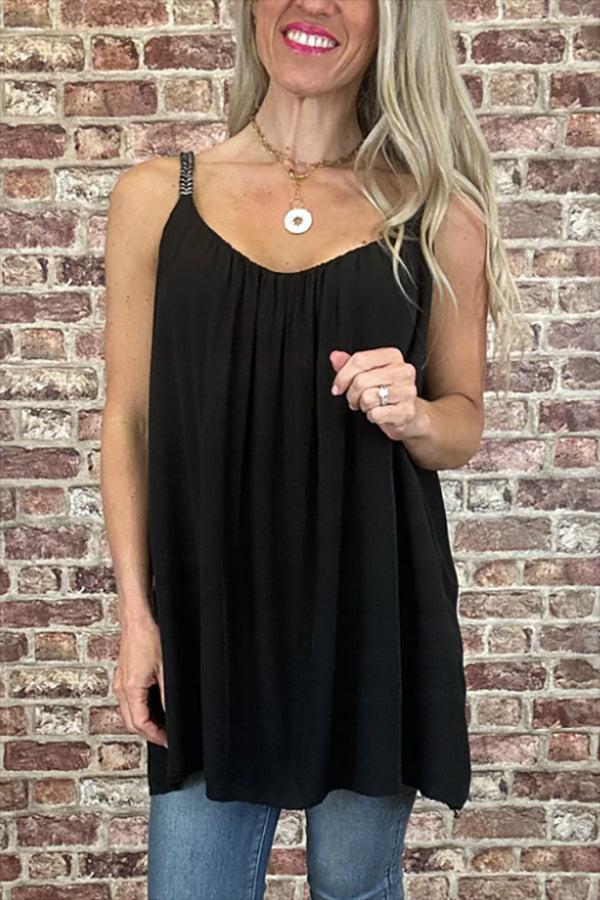 Casual Pleated Strappy Top