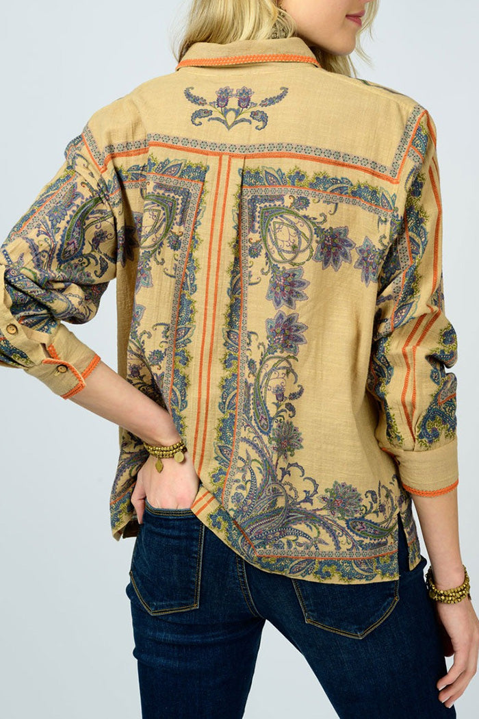 Paisley Print Button Down Shirt