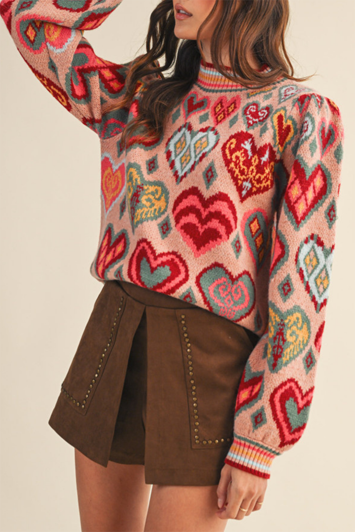 Heart Print Colors Sweater