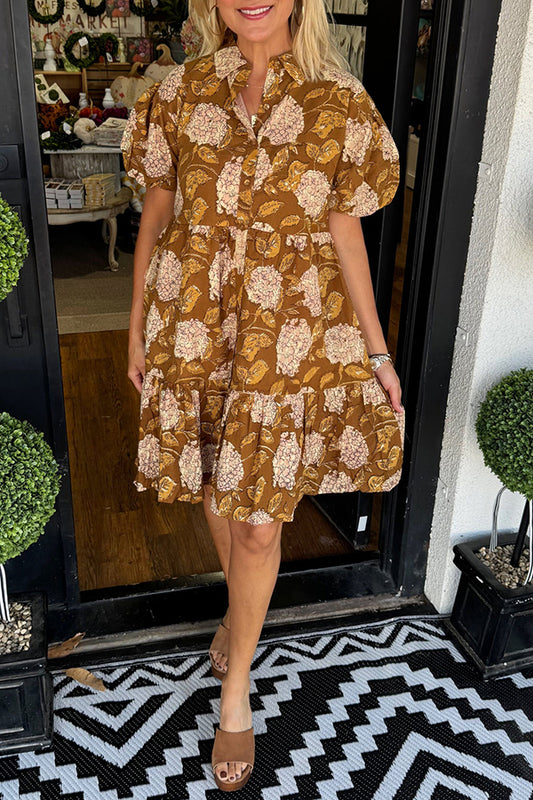 Hydrangea Tiered Ruffle Hem Dress