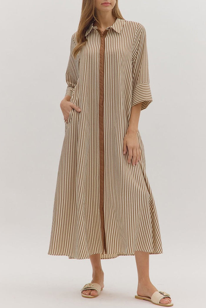Casual Vertical Striped Dress