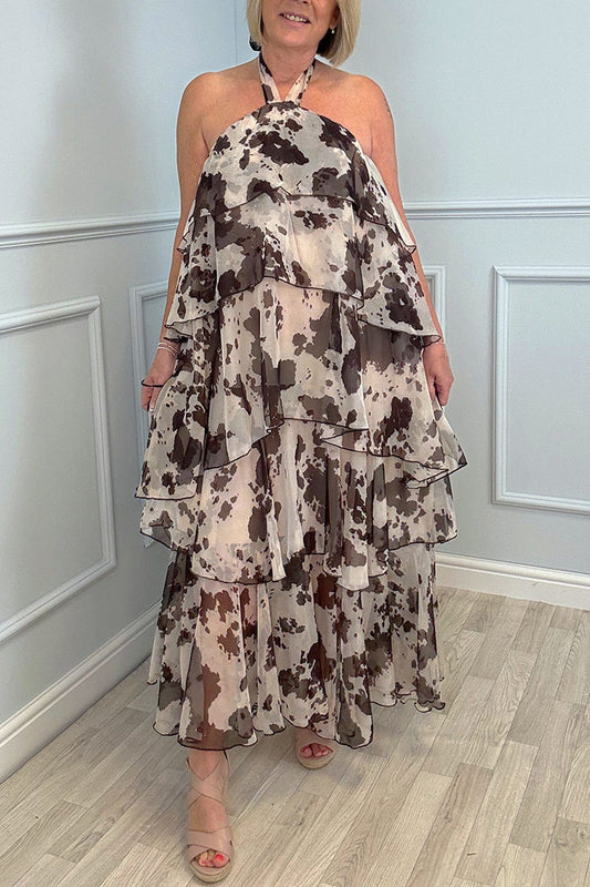 Cow Print Halter Neckline Dress