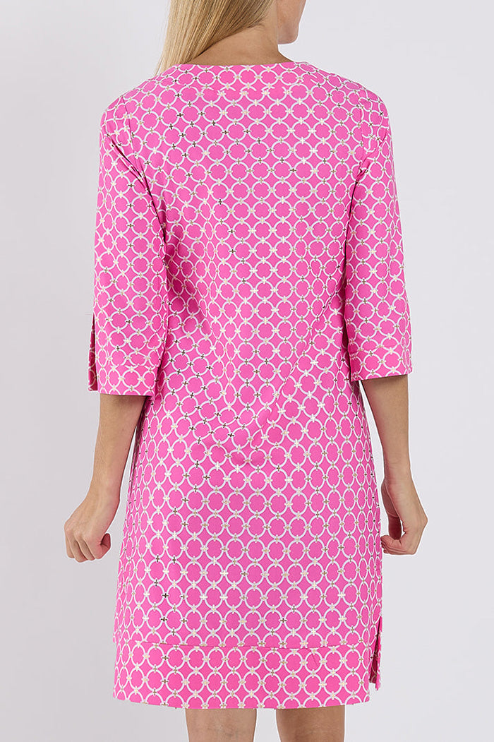 Split Sleeve Printed Shift Dress