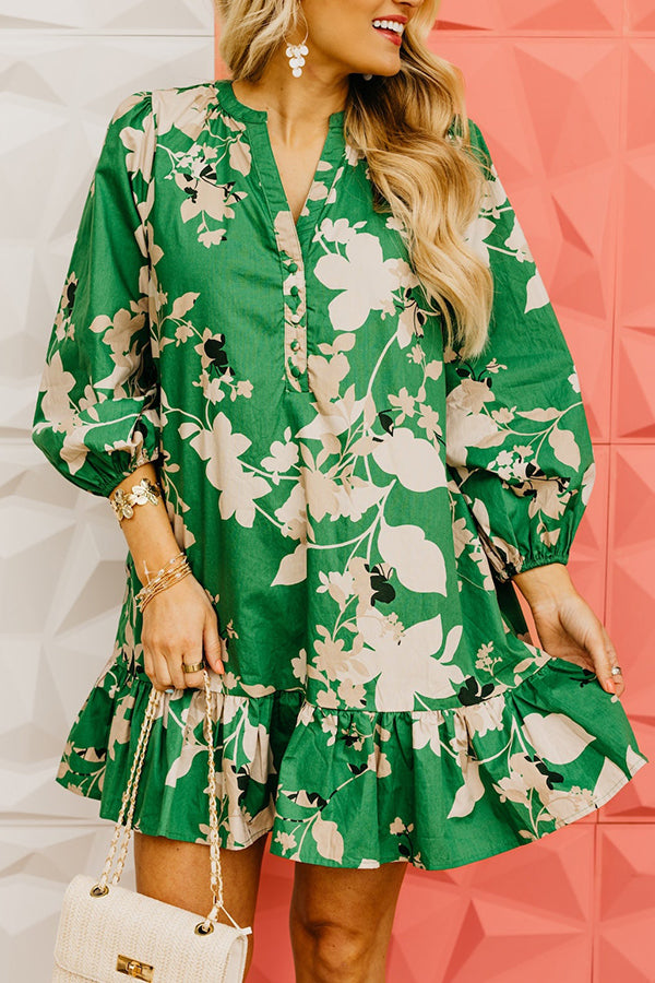 Floral Pleated Hem Dress