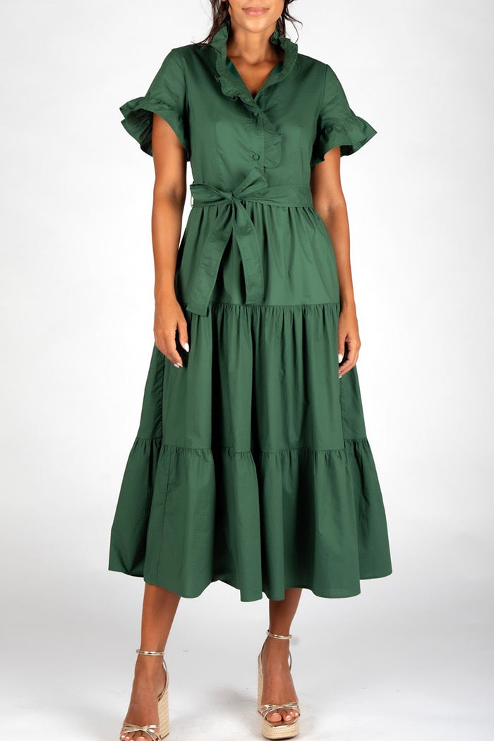 Casual Ruffles Belt Dress