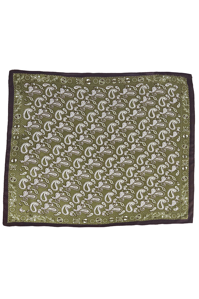 Olive Paisley Print Scarf With Scarf Ring
