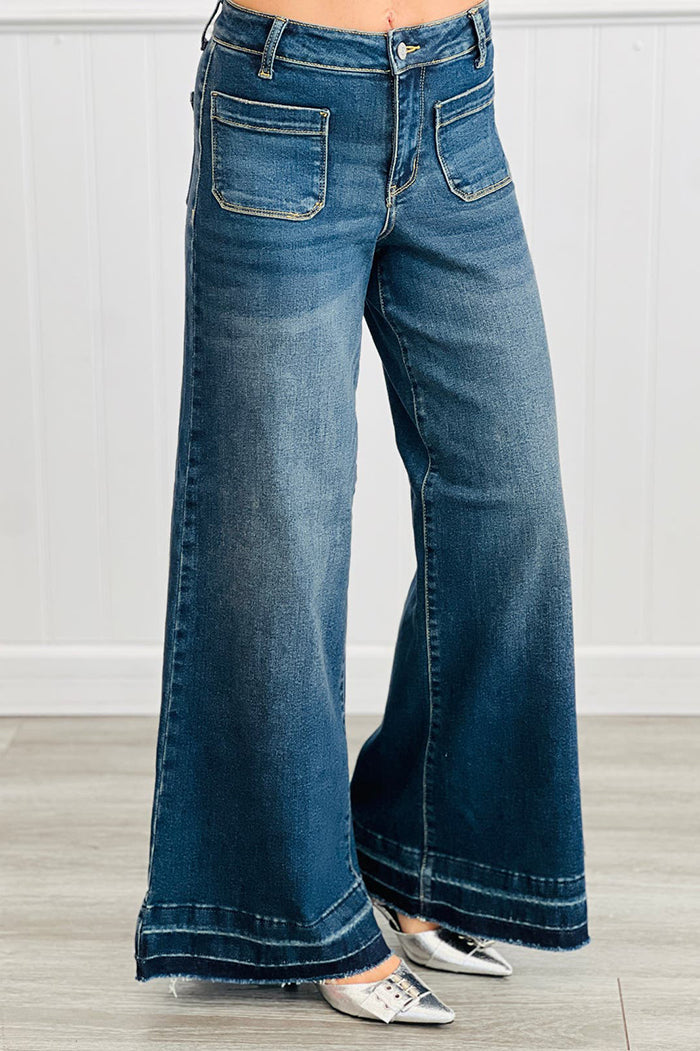 Casual Pocket Flared Jeans