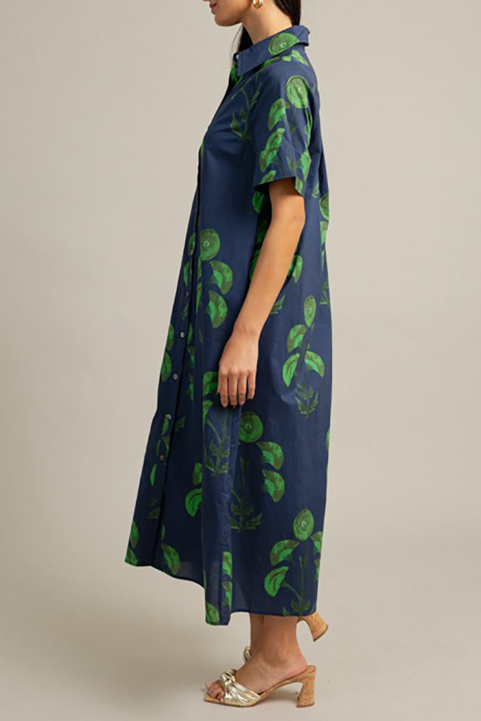 Casual Floral Maxi Shirt Dress