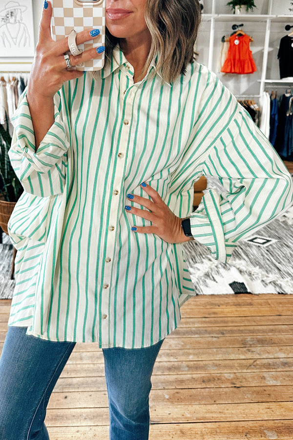 Casual Stripe Button Down Top