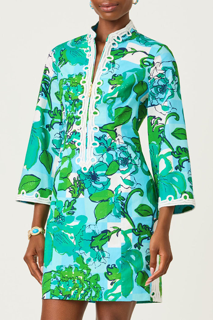 3/4 Sleeve Crochet Trim Floral Dress