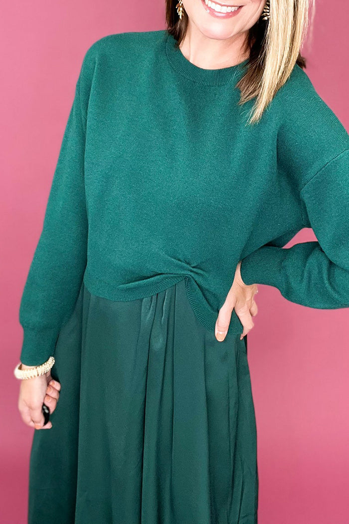 Twist-Front Sweater & Flowy Maxi Dress