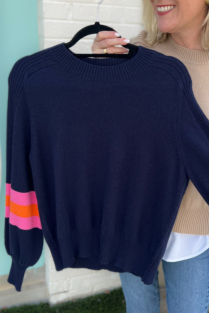 Balloon Sleeve Stripe Sweater