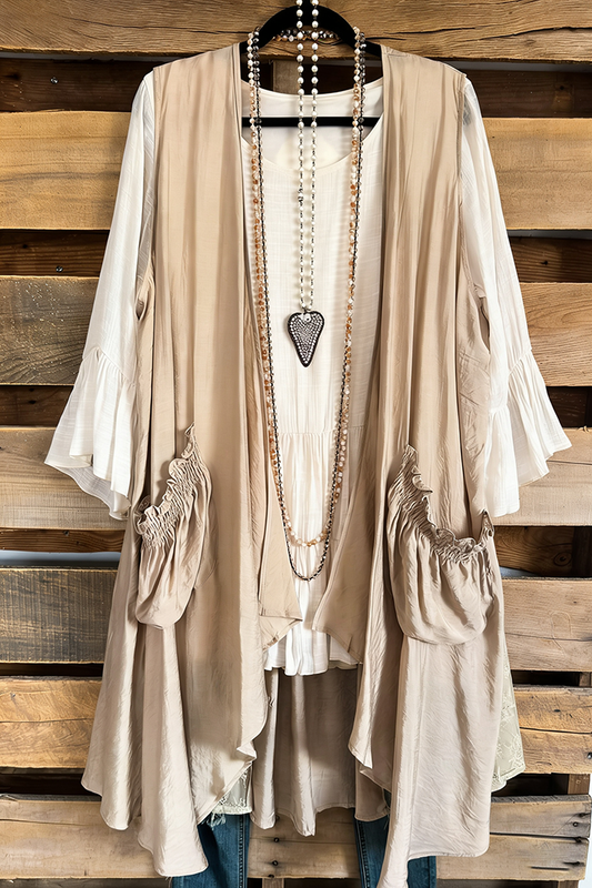 Pocket Ruffle Hem Cardigan Vest