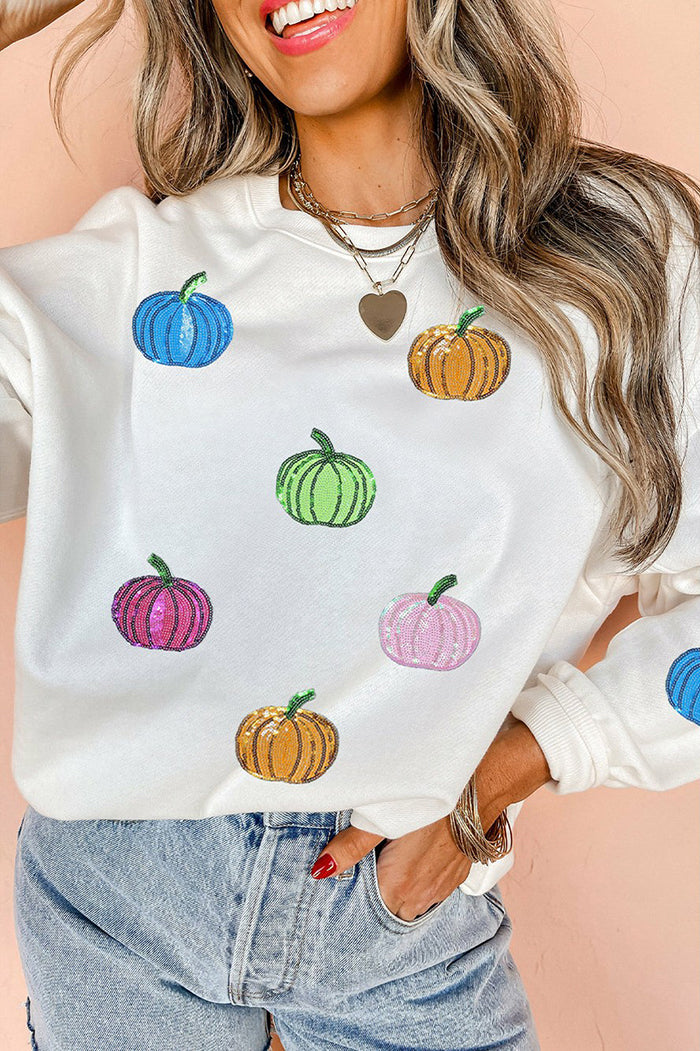Casual Sequined Pumpkin Top