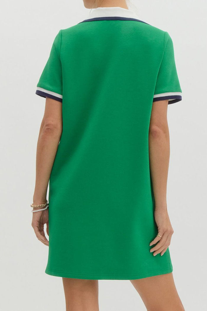 Striped Collar Pocket Polo Dress