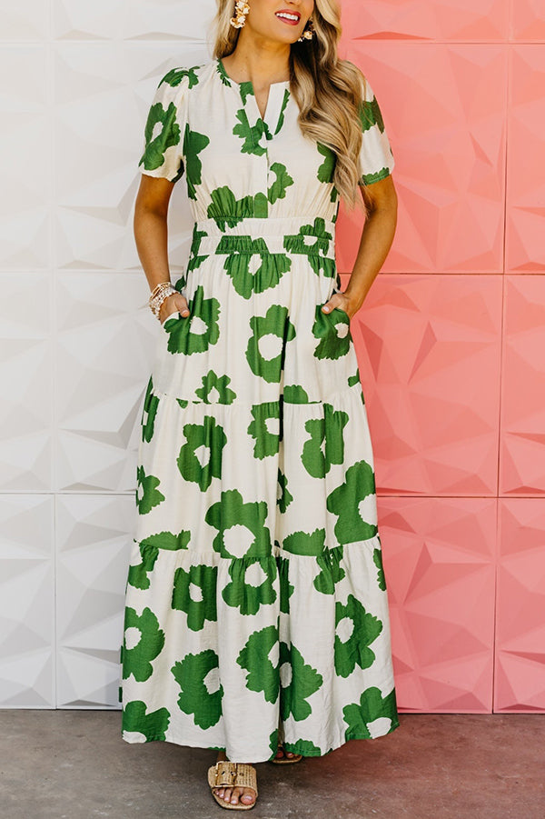 Floral Elastic waist Dress