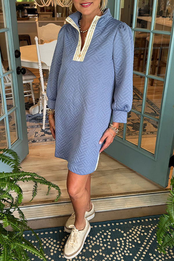 Casual Jacquard Zip Dress