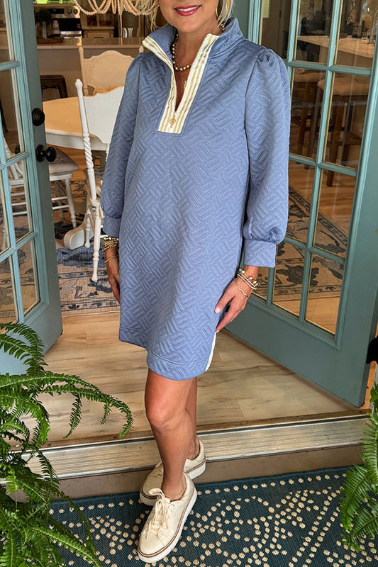 Casual Jacquard Zip Dress