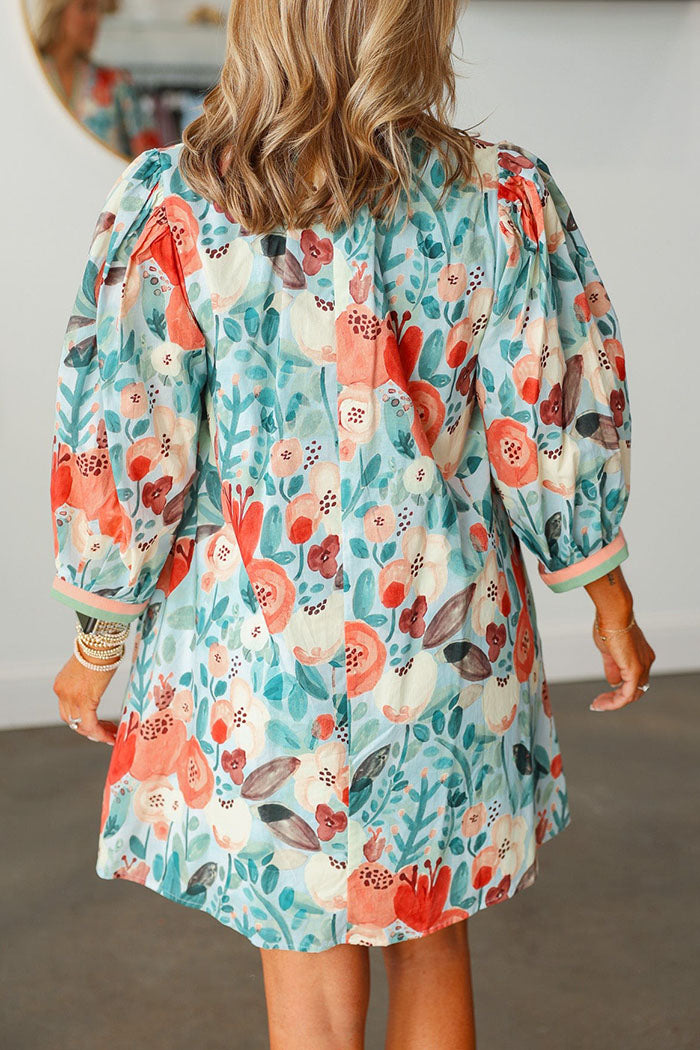 Striped Border Floral Pocket Dress