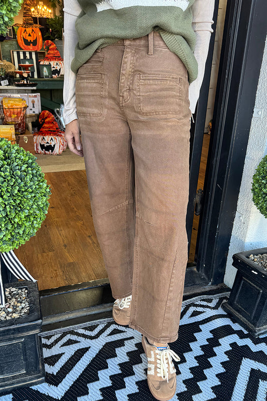 Pocketed Brown Denim Jeans