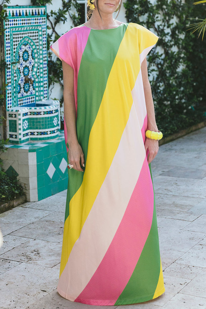 Stripe Caftan Maxi Dress