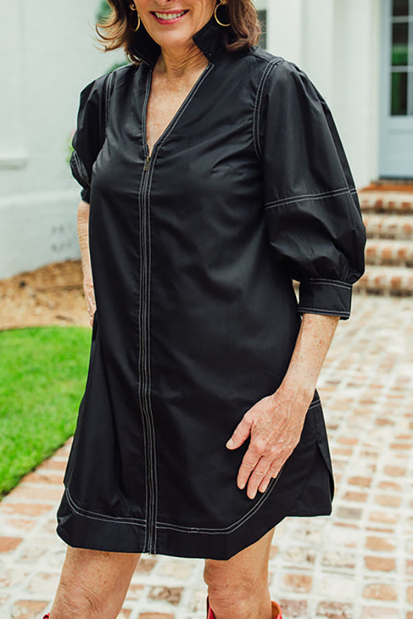 Zipper Front Pocket Dress