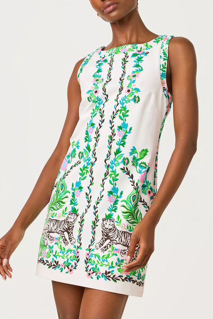 Sleeveless Tiger Botanical Shift Romper