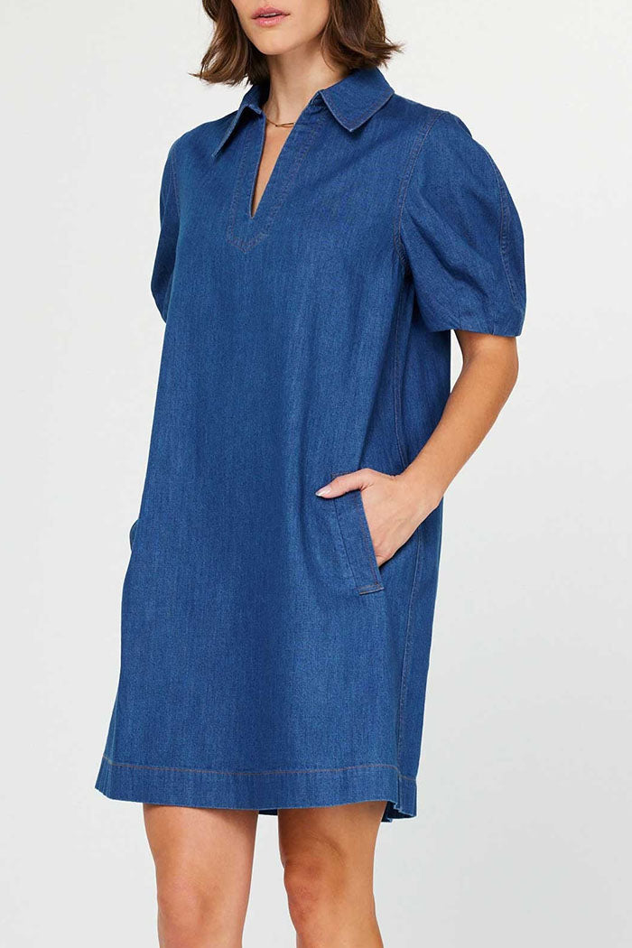 Short Sleeve Pocket Denim Dress