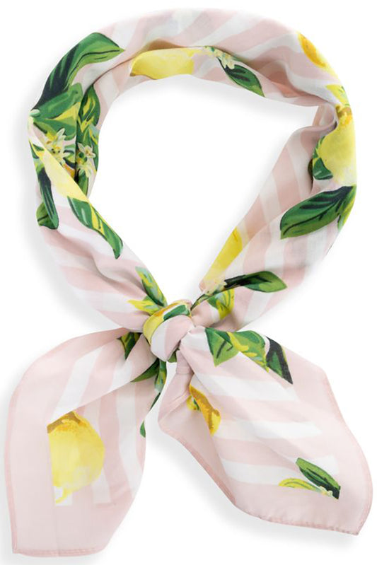 Lemon Print Satin Scarf