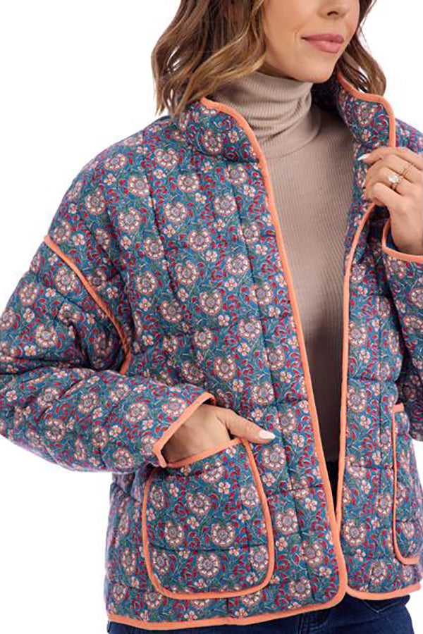 Casual Floral Quilted Jacket