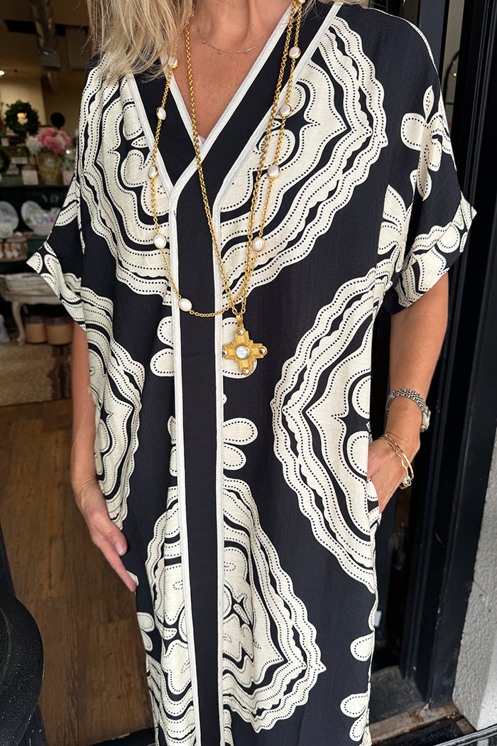 Abstract Print Side Slit Maxi Dress